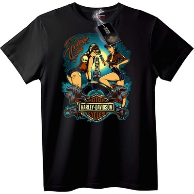 NOONEBRAND Harley-Davidson Винтидж Гараж Тениска - L, Black