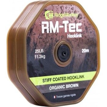 RidgeMonkey šňůra RM Tec Stiff Coated Hooklink Hnědá 20m 25lb