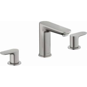 Duravit Wave - Смесител за умивалник с изпускателен клапан „Push-Open, монтаж с 3 отвора, матирана неръждаема стомана WA1060005070 (WA1060005070)