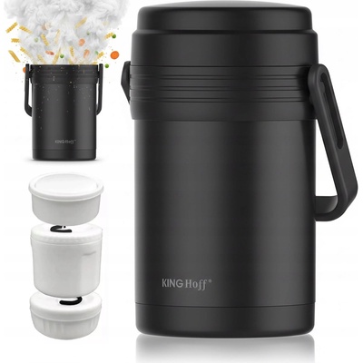 KingHoff termoska 1,5 l+ 3 dózy čierný