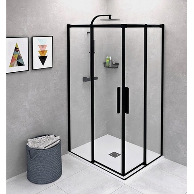 POLYSAN ALTIS BLACK 1000x800 mm, L/P varianta, rohový vstup, čiré sklo, AL1512BAL1582B