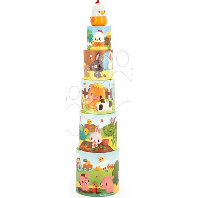Janod Farm Skladacia pyramída Sliepočka