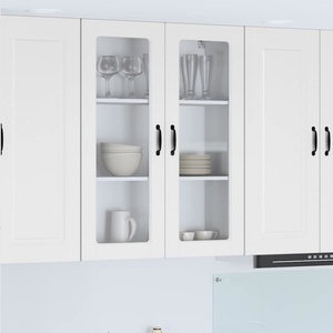 vidaXL Стенен стъклен шкаф PORTO Бял гланц 80 x 31 x 100 см (885509)