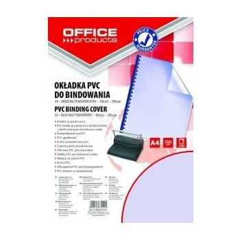 Office Products BINDING CLADDING OFFICE PRODUCTS, PVC, A4, 200MICR. , 100PCS, BLUE TRANSPARENT 20222015-01