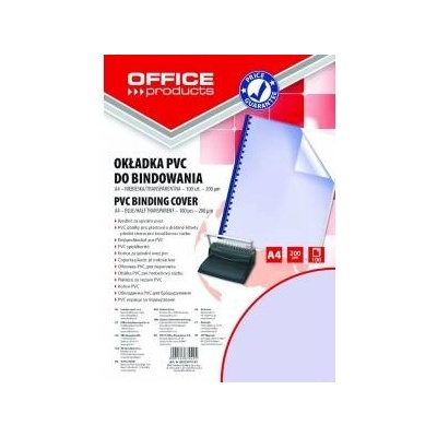 Office Products BINDING CLADDING OFFICE PRODUCTS, PVC, A4, 200MICR. , 100PCS, BLUE TRANSPARENT 20222015-01