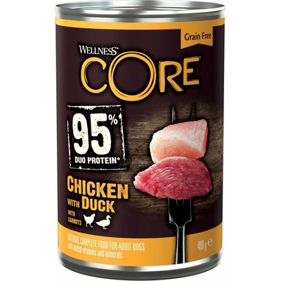 Wellness Core Dog 95% Protein Adult kuracie kachna a mrkev 400 g