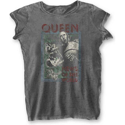 Queen News of the World Burnout Charcoal Grey S Дамски Риза (QUBOTS02LC01)