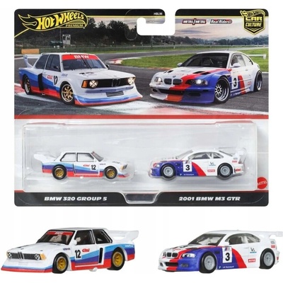 Mattel Hot Wheels Premium BMW 320 GROUP 5 a 2001 BMW M3 GTR, JBK99