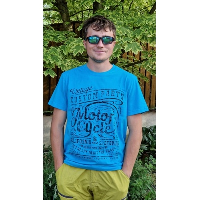 Pánské tričko Scharf s krátkým rukávem Motorcycle logo tmavě tyrkysové