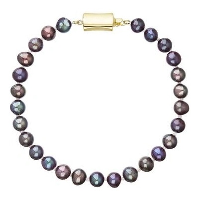 Pavona perlový náramek z říčních perel se zapínáním ze 14 karátového zlata 923001.3/9267A dk.peacock