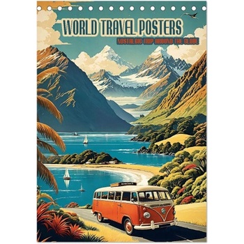 Calvendo World Travel Posters - Nostalgic Trip Around the Globe (Desk Calendar 2026 DIN A5 portrait), CALVENDO 12 Month DeskCalendar | Calvendo, Renate Utz