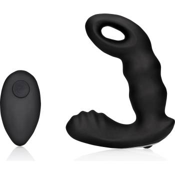 Ouch! Beaded Vibrating Prostate Massager with Remote Control Black