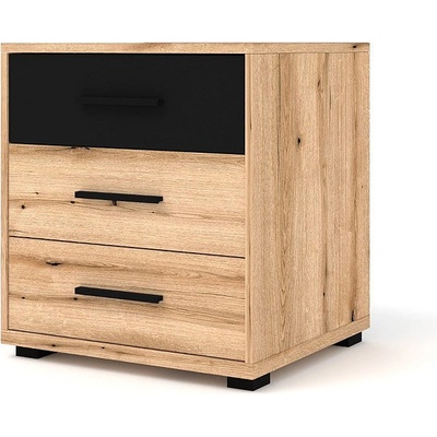 ЕВРОМАР Нощно шкафче ravenna черно / дъб евок