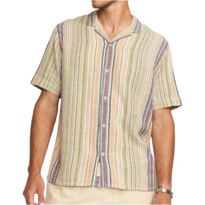 Revolution Мъжка риза с копчета Revolution Cuban Shirt Striped S/S Shirt - Army (033-3267-0113)