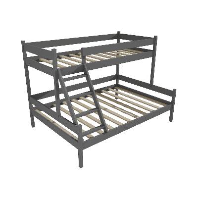 Vomaks unit, s.r.o. Patrová postel s rozšířeným spodním lůžkem PPS 002 Rozměr: 100/140 x 180 cm, Barva-3: barva šedá