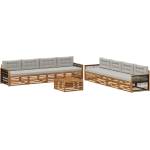 vidaXL Комплект дивани за открито 9 бр. Натурално и светлосиво (3383174)