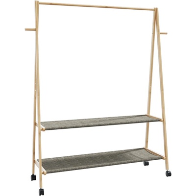 vidaXL L Стелаж за дрехи с рафтове и колела 132x45, 5x155, 5 cm Бамбук (4008913)