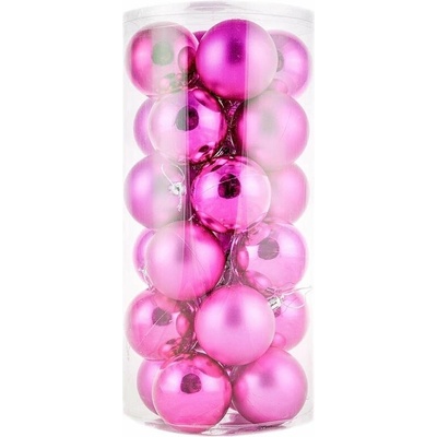 DECOLED Vánoční ozdoby koule plastové, růžové matné lesklé, průměr 6 cm, 24 ks