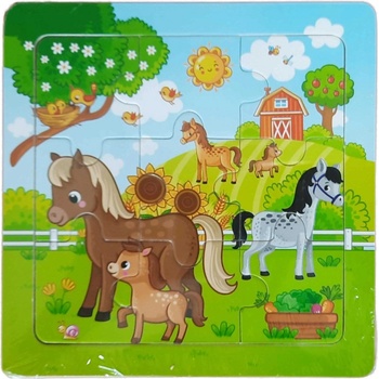 GRAFIX Dřevěné Koně na pastvě 9 dielov