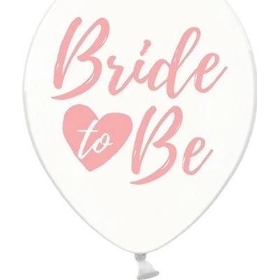PartyDeco Balónek Průsvitný s růžovým nápisem Bride to Be