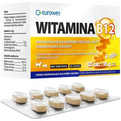 EWE EUROWET Vitamin B12 - doplnky výživy pre psov a mačky - 50 tabliet