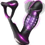SuperLove Sensual Prostate Massager with Double Cock Ring & Remote Control Black