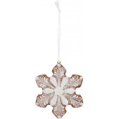 Clayre & Eef Závěsná dekorace perníková vločka Frosted Ginger - 9*1*10 cm