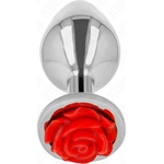  Метален анален плъг с червена роза, 8, 9см. - Kink Plug Rose Silver (D-242595)