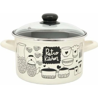 Metalac Hluboký kónický smaltovaný hrnec s poklicí Retro Kitchen 16 cm 2 l D2-16-37