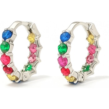 SARINES Náušnice s barevnými zirkony v kruhovém designu S1042