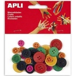 APLI - Дървени цветни копчета за декорация - 30 броя (A13481)