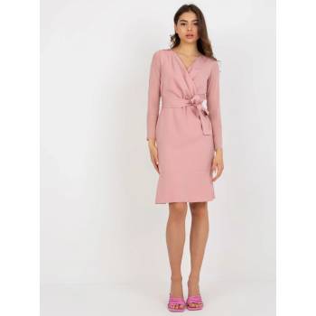 Koktejlové mini šaty s průsvitnými rukávy a mašlí NU-SK-1678.84P light pink