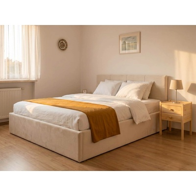 AMI Nábytek | Čalouněná postel s úložným prostorem 160×200 cm Tilo Velvet – béžová