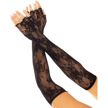 Image 1 of Leg Avenue Floral Net Fingerless Gloves 2034 Black