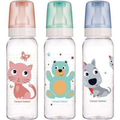 Canpol babies láhev s potiskem bez BPA medvídek 250ml