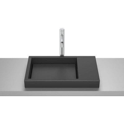 Roca Умивалник за монтаж върху плот, без отвор за смесител, Horizon-S, 600 x 380 x 80mm, matt black (A32727508B)
