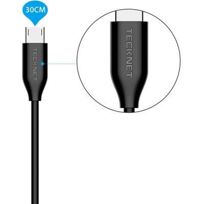 TeckNet Комплект 6 броя качествени microUSB кабели за устройства с microUSB порт - Tecknet PU036 6-pack microUSB Cables (30 см)