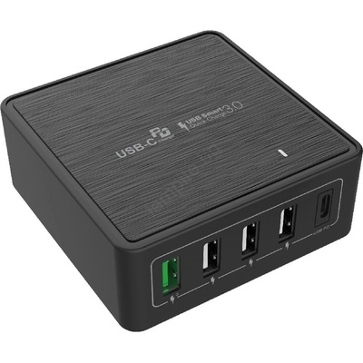 WINNER GROUP-WG - Адаптер за бързо зареждане 5xUSB-C Power Delivery 60W черен (WN0059)