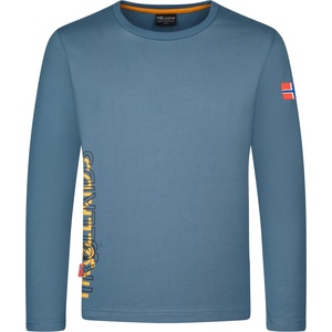 Trollkids Детска блуза с дълъг ръкав Trollkids Kid's Stavanger Longsleeve XT Longsleeve - Steel Blue / Black / Mango - размер 164 (EU) (704-5512-0419)