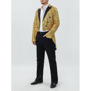 Мъжки фрак смокинг с пайети, златист