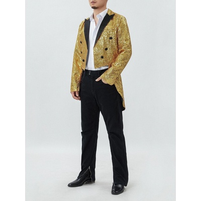 Мъжки фрак смокинг с пайети, златист