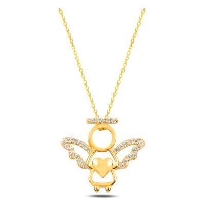 Prosperk Luxusní stříbrný náhdelník anděl gold S0192