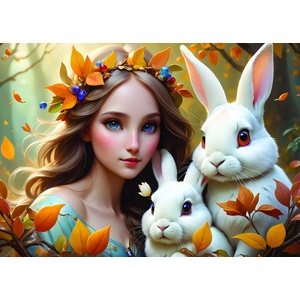 Alipson Puzzle - Puzzle Lady and Bunnies - 500 piese