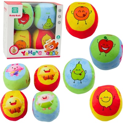 Lean Toys Sada mäkkých loptičiek s hrkálkou farebné 4 ks
