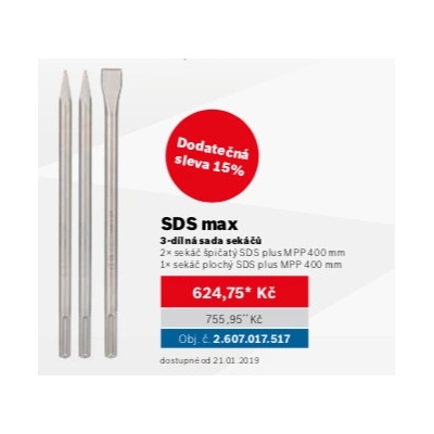 Bosch 3-dílná sada sekáčů SDS max 2607017517