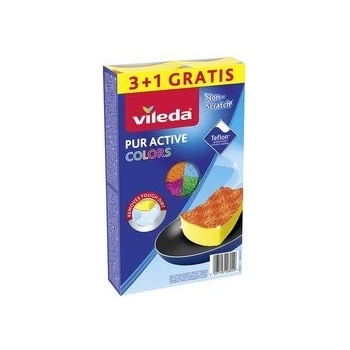 Vileda 149470 Pur Active Color Edition špongia stredná 3+1 ks
