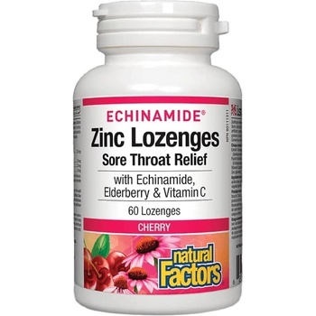 Natural Factors Echinamide Zinc Lozenges, череша, 60 таблетки за смучене, Natural Factors