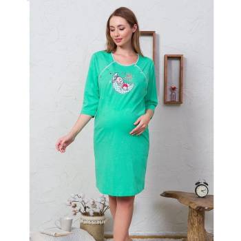 Image 1 of Светлозелена нощница за бременни и родилки с луна и зайче