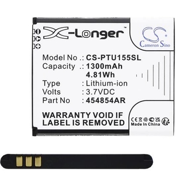 Cameron Sino Батерия, съвместима Panasonic KX-TU160 Senior / KX-TU155 Senior / KX-TU150 Senior Cameron sino литиево-йонна батерия (3.7v/1300mAh, съвместима с panasonic 454854ar) черна, опаковка на производителя (CS-PTU155SL) (CS-PTU155SL)