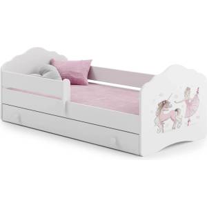 Kobi Детско легло FALA с парапет и чекмедже с различни мотиви (160 х 80 см, unicorn and girl)